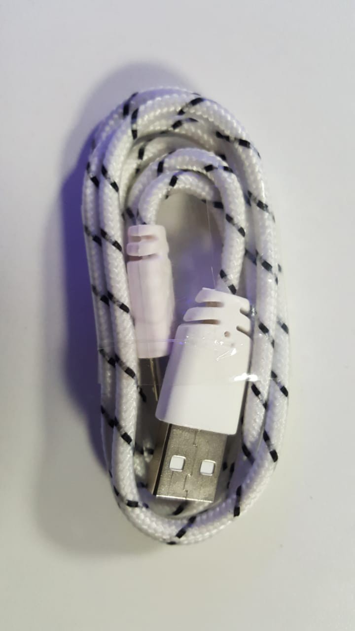 Cable usb a mini usb generico de tela varios colores (blanco , rojo , rosa)
